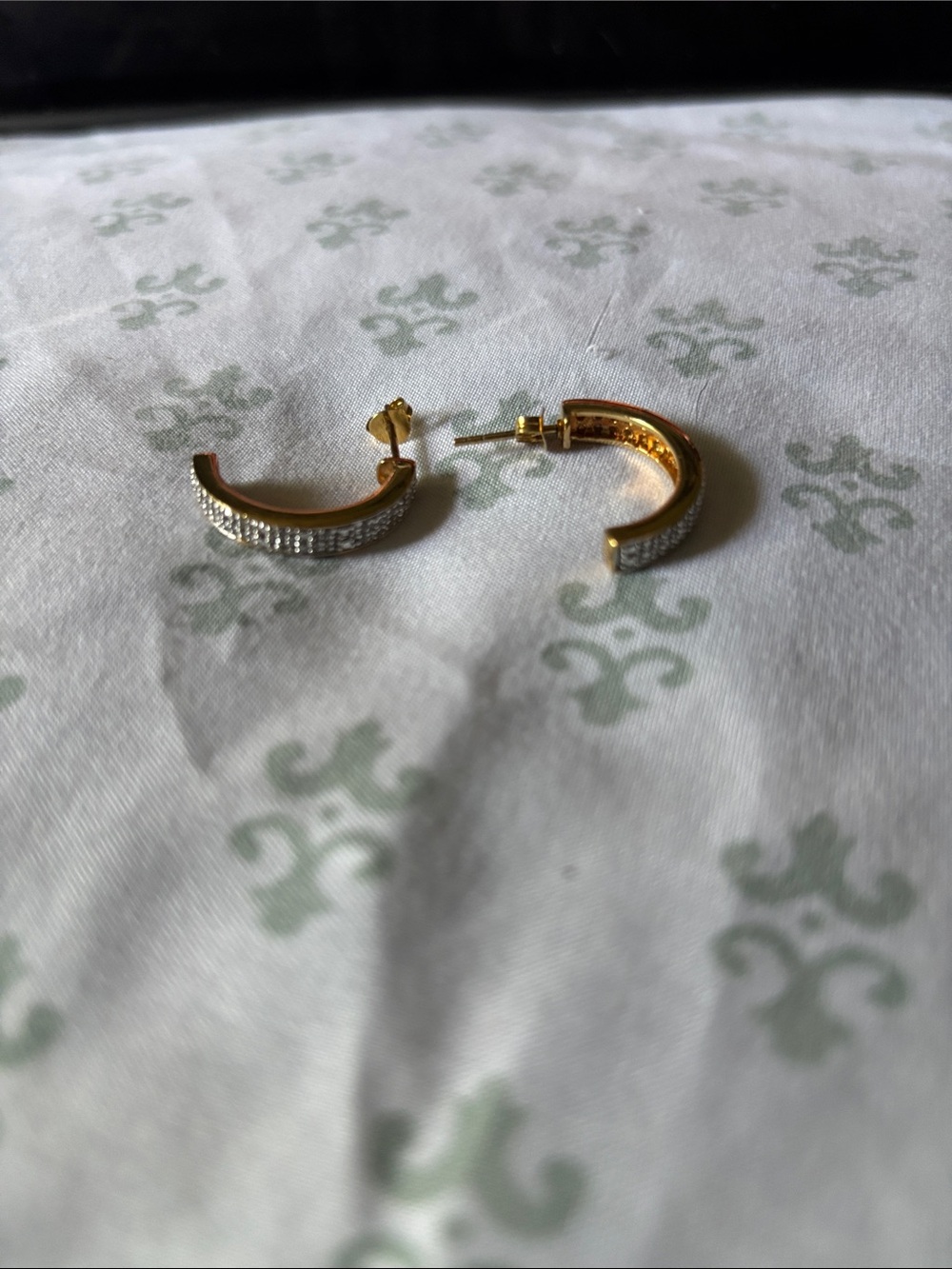 Gold & Silver Pavé Half-Hoop Earrings - Women's Jewelry